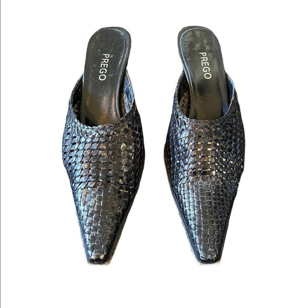 PREGO Black pointy toe mules Size 5